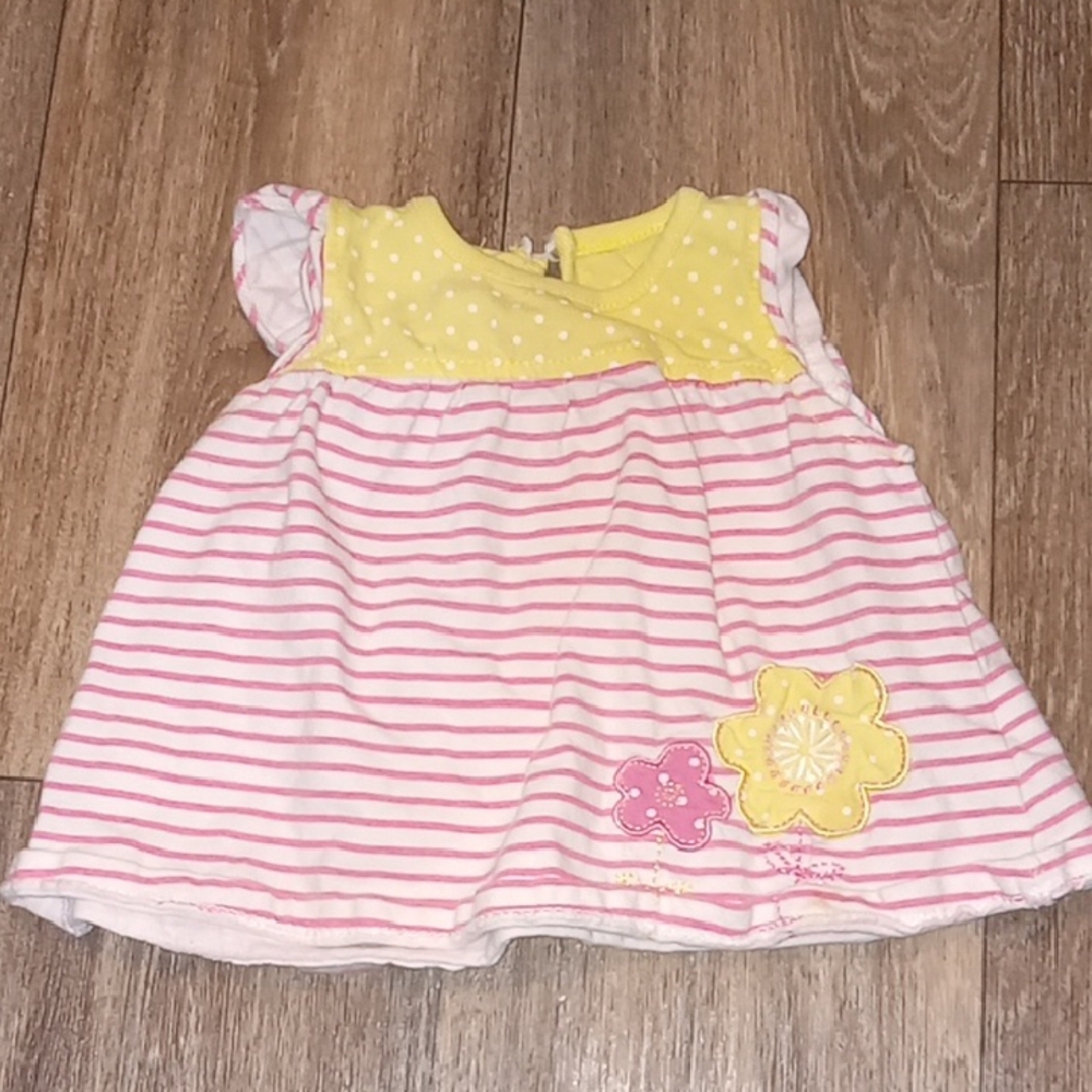 Baby Dress with Yellow and Pink Stripes